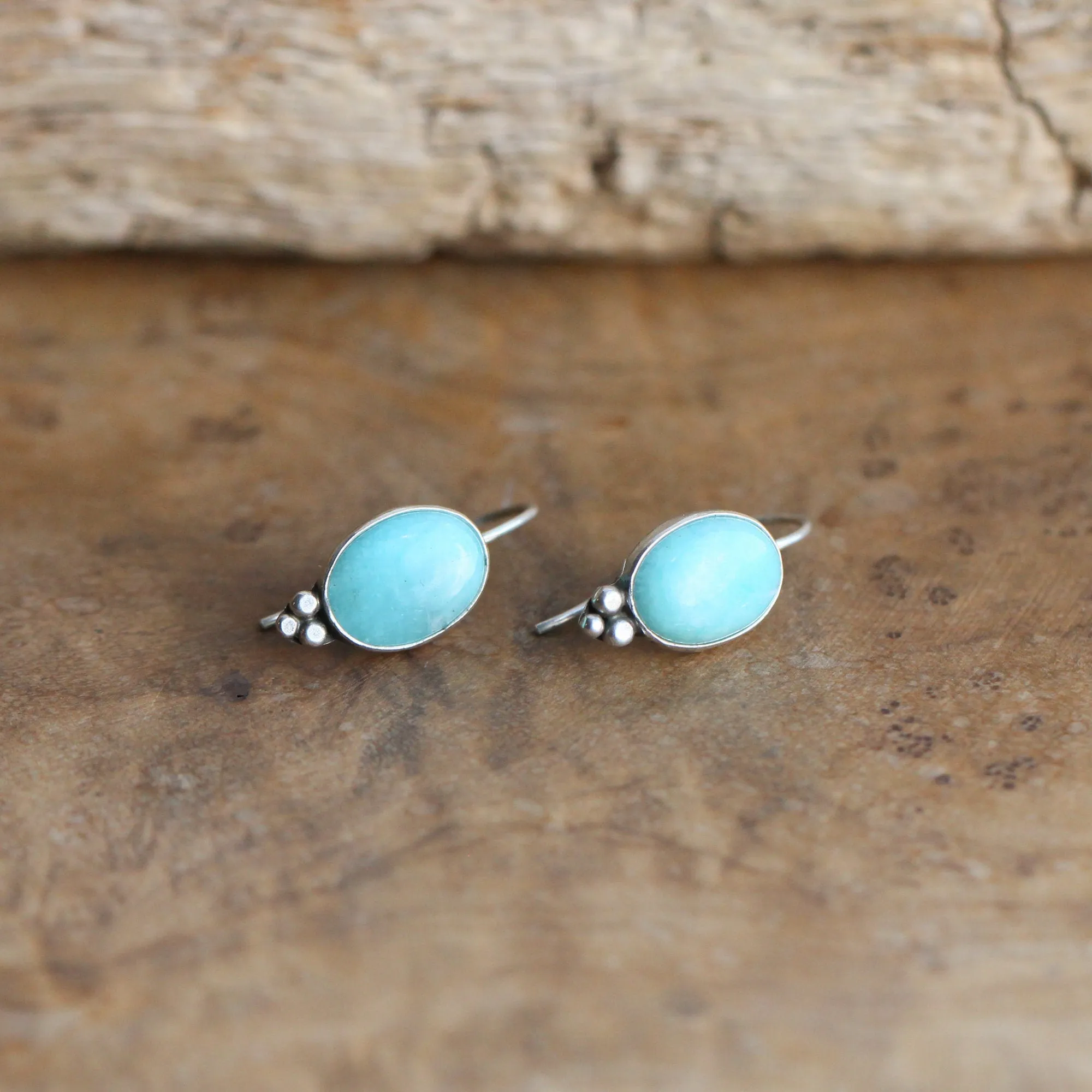 Amazonite Piper Earrings - Boho Amazonite Drop Earrings - Robins Egg Blue - Silversmith