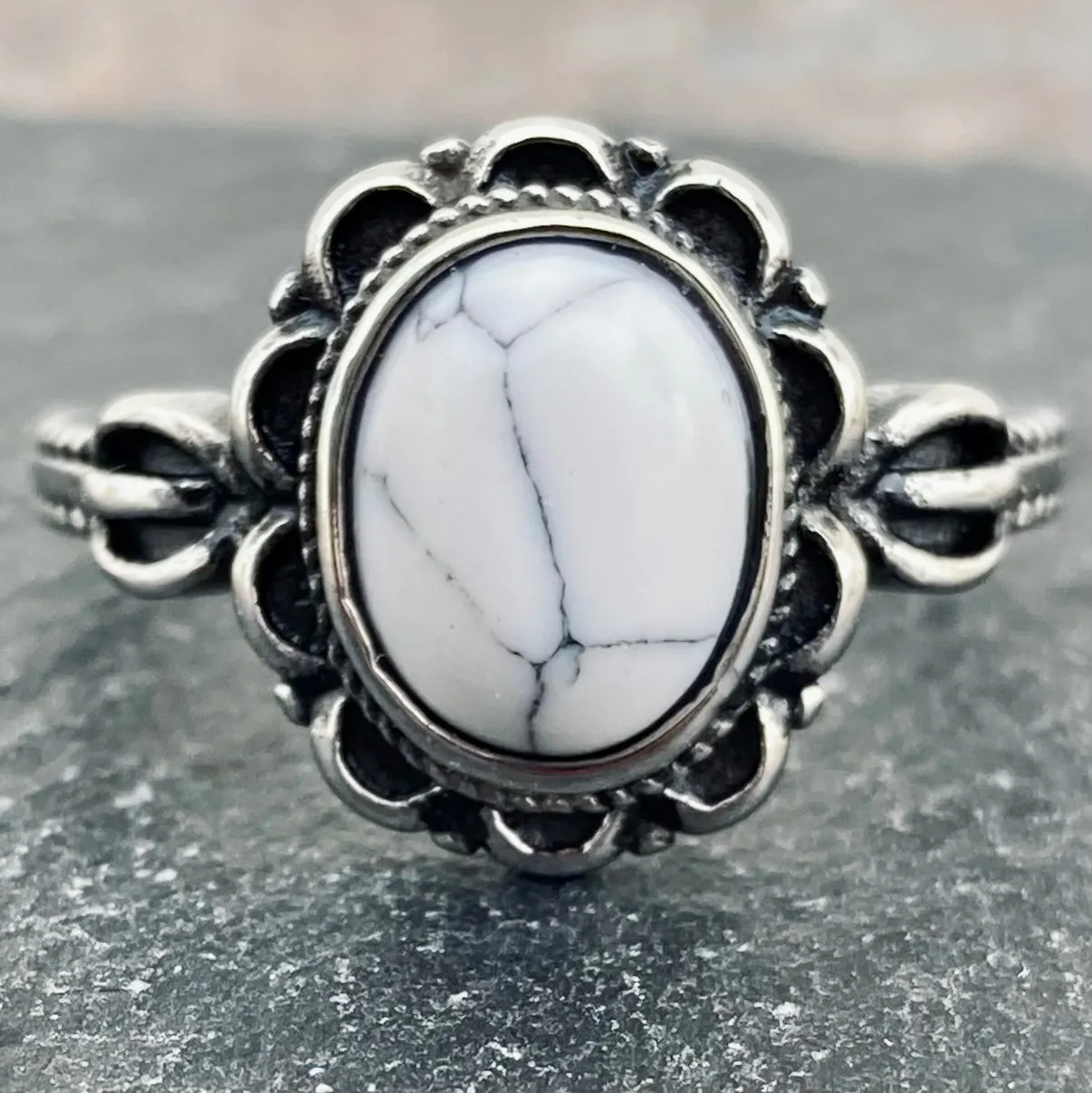 Antique White Stone Ring - R235