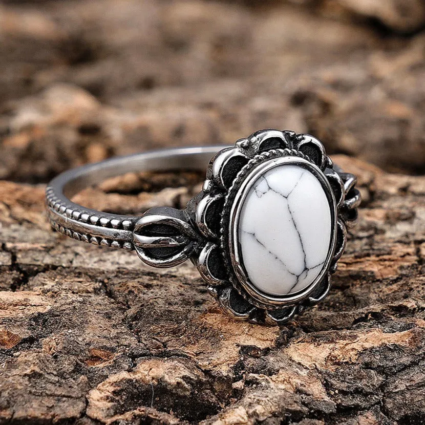 Antique White Stone Ring - R235