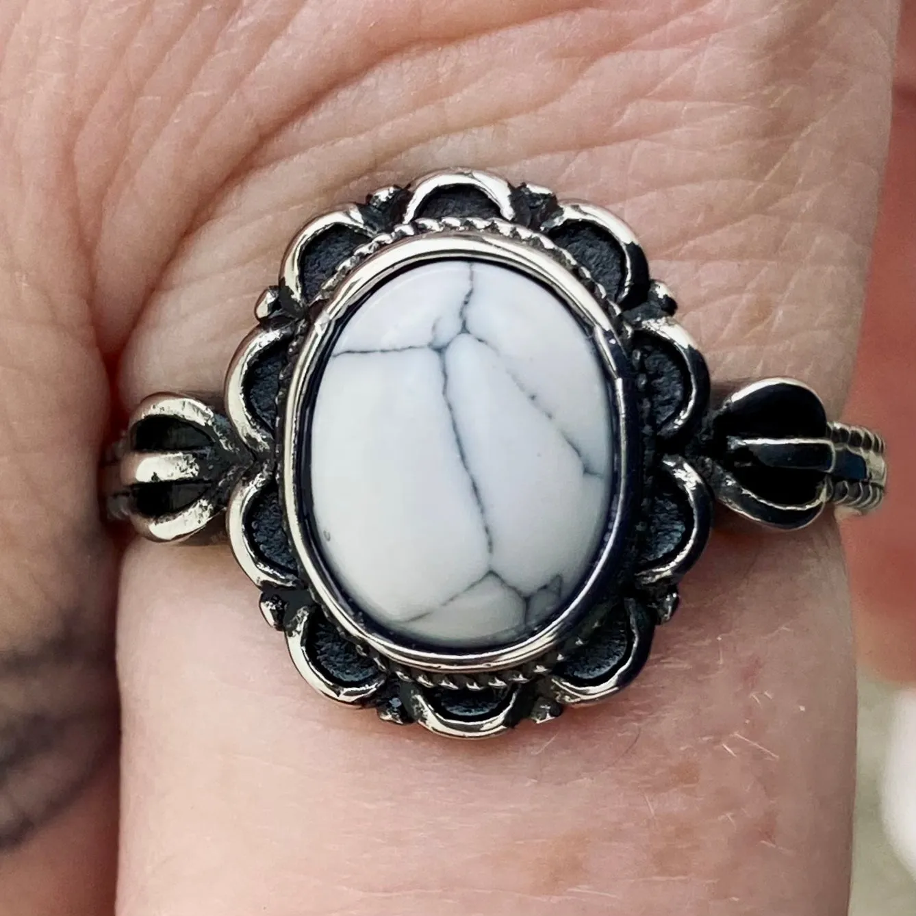 Antique White Stone Ring - R235