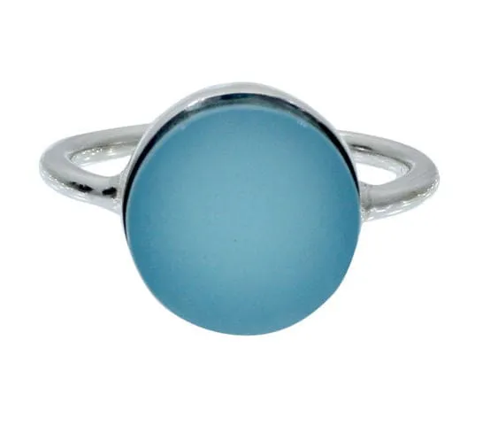 Aqua Chalcedony 925 Sterling Silver Handcraft Bezel Set Ring,  12x12mm Gemstone Jewelry, Indian Wholesale Jewelry