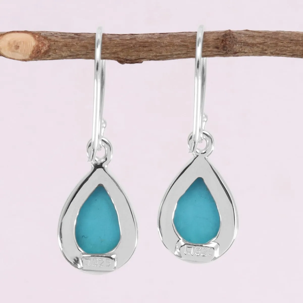 Arizona Turquoise 925 Sterling Silver Earring, Perfect Pair Teardrop Turquoise Gemstone Earring,  Women's Dangler, American Turquoise December Birthstone Earring