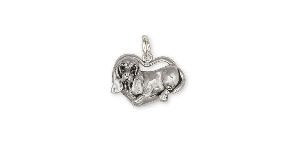 Basset Hound Charm Jewelry Sterling Silver Handmade Dog Charm BH2-C