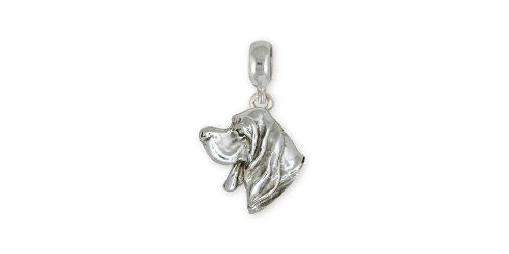 Basset Hound Charm Slide Jewelry Sterling Silver Handmade Dog Charm Slide DG3H-PNS