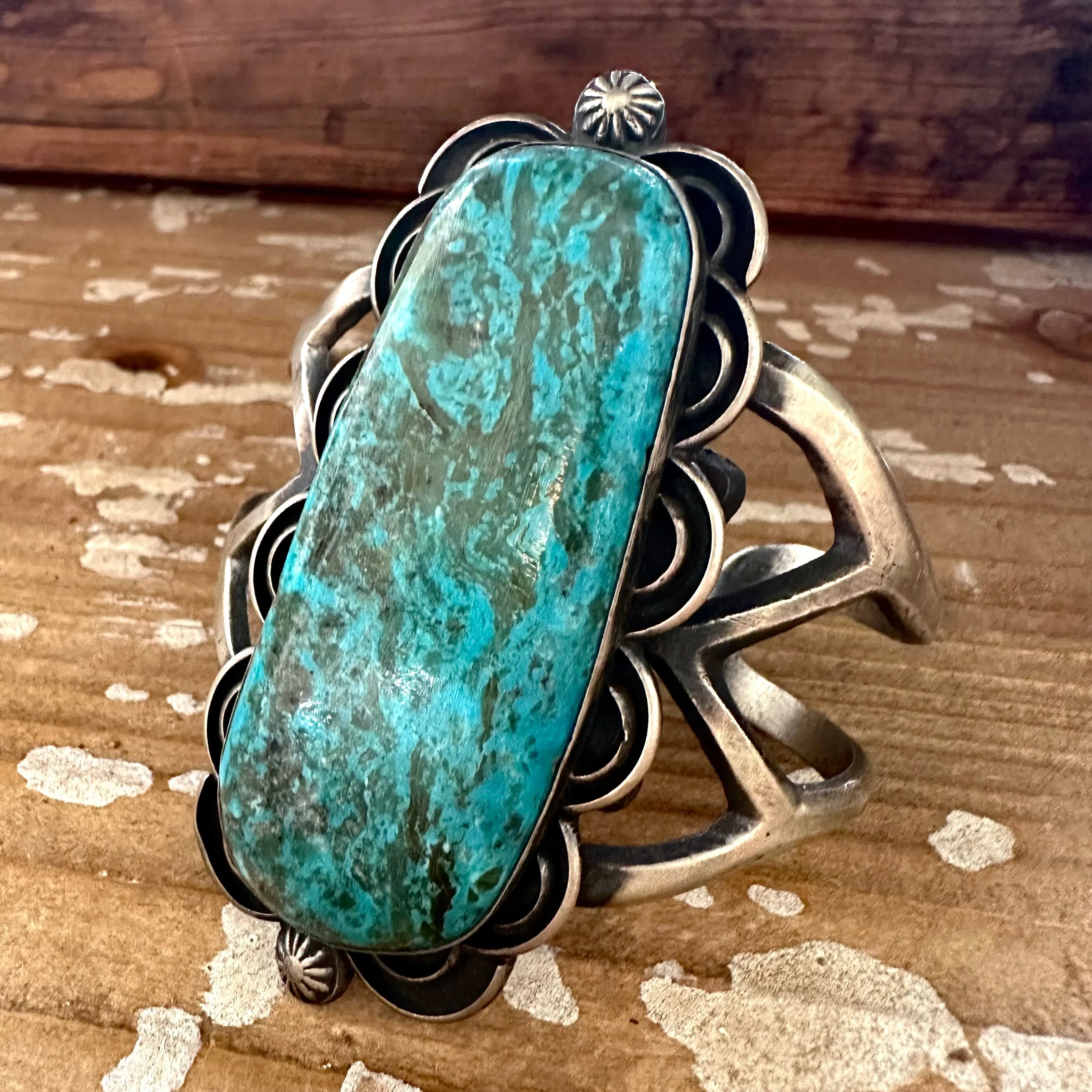 BEAMING BLUE Sterling Silver & Turquoise Navajo Cuff, Chimney Butte 88g Bracelet