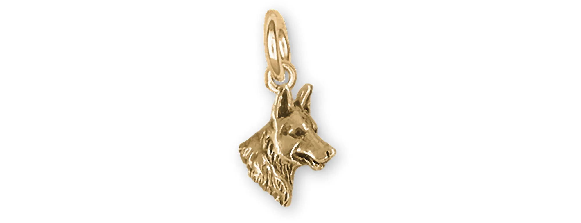 Belgian Malinois Jewelry 14k Yellow Gold Handmade Belgian Malinois Charm  BMA1H-CG