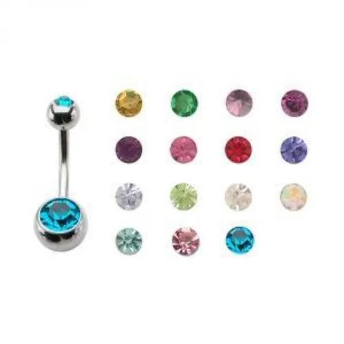 Belly Ring - 14g 3/8 - Clear Gem