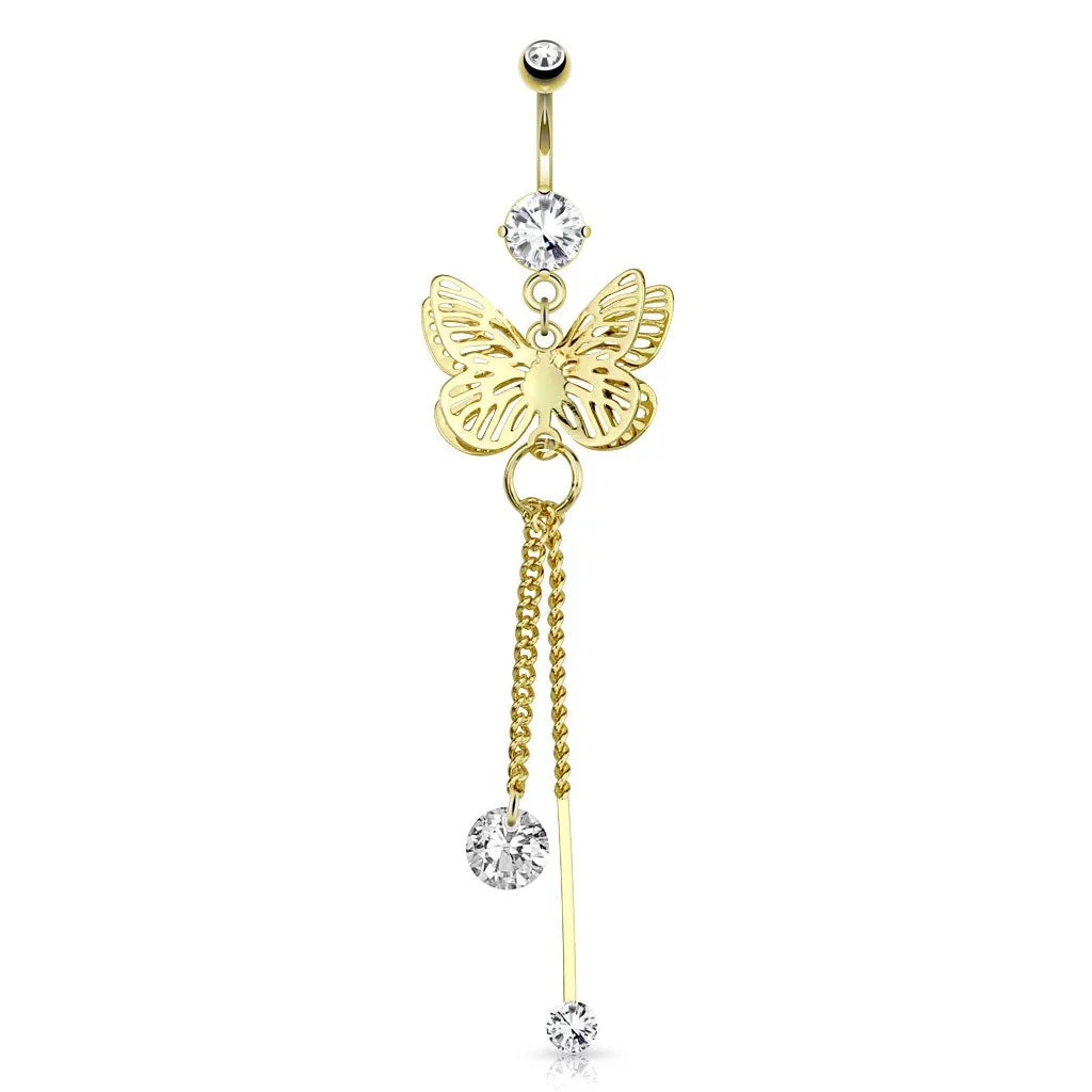 Belly Ring - Butterfly Gold