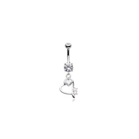 Belly Ring - Cubic Zirconia Heart