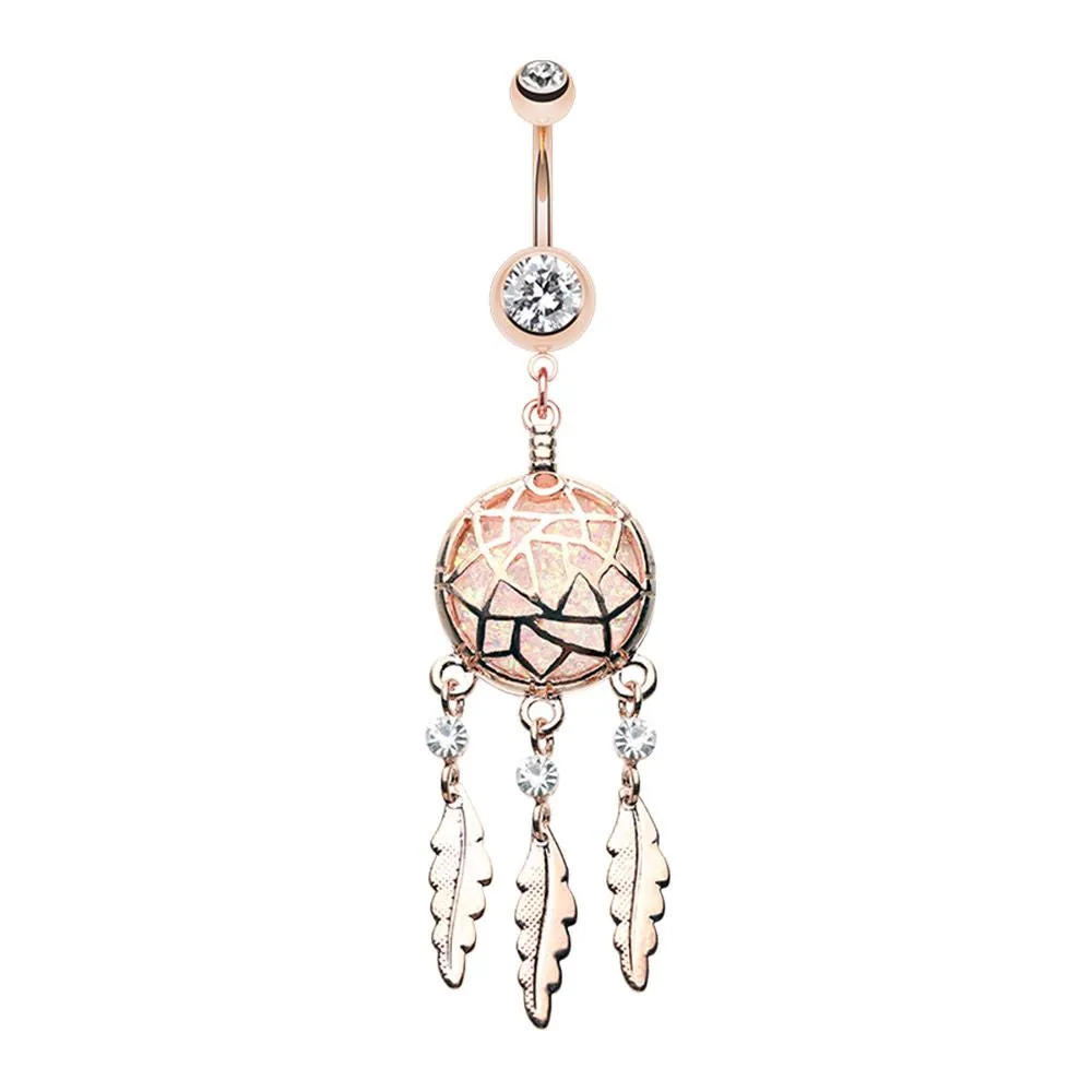 Belly Ring - Dreamcatcher - Gold Opal