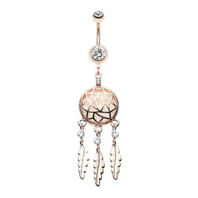 Belly Ring - Dreamcatcher - Gold Opal