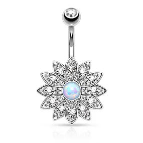 Belly Ring - Flower Opal