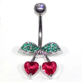 Belly Ring Heart Cherry