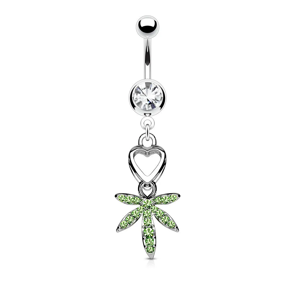 Belly Ring - Heart Leaf Green