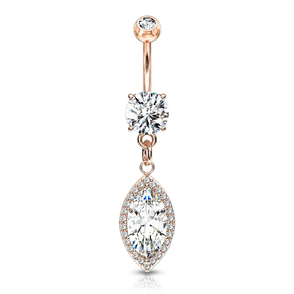 Belly Ring - Round Cubic Zirconia. Large Cz