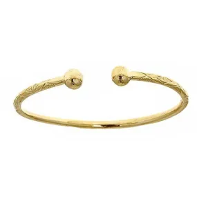 Better Jewelry 14K Yellow Gold West Indian Bangle w. Ball Ends