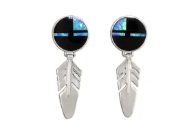 Black Beauty Feather Earrings by David Rosales