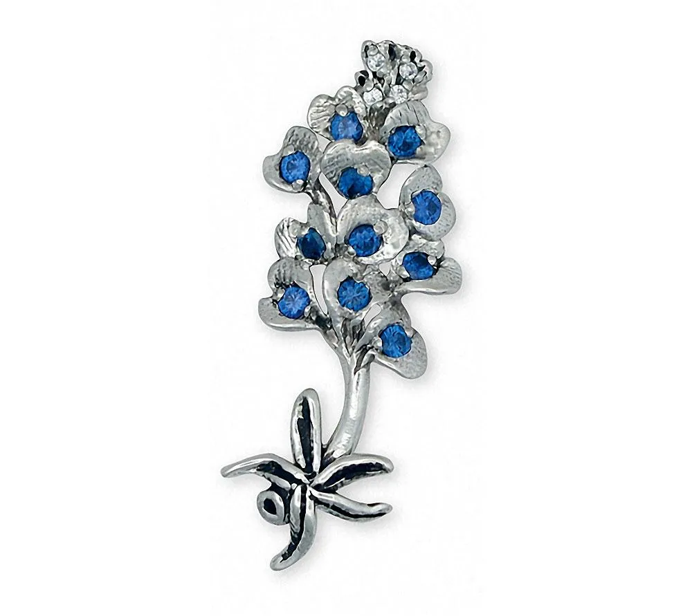 Bluebonnet Brooch Pin Jewelry Sterling Silver Handmade Texas Wildflower Brooch Pin BB7-PN