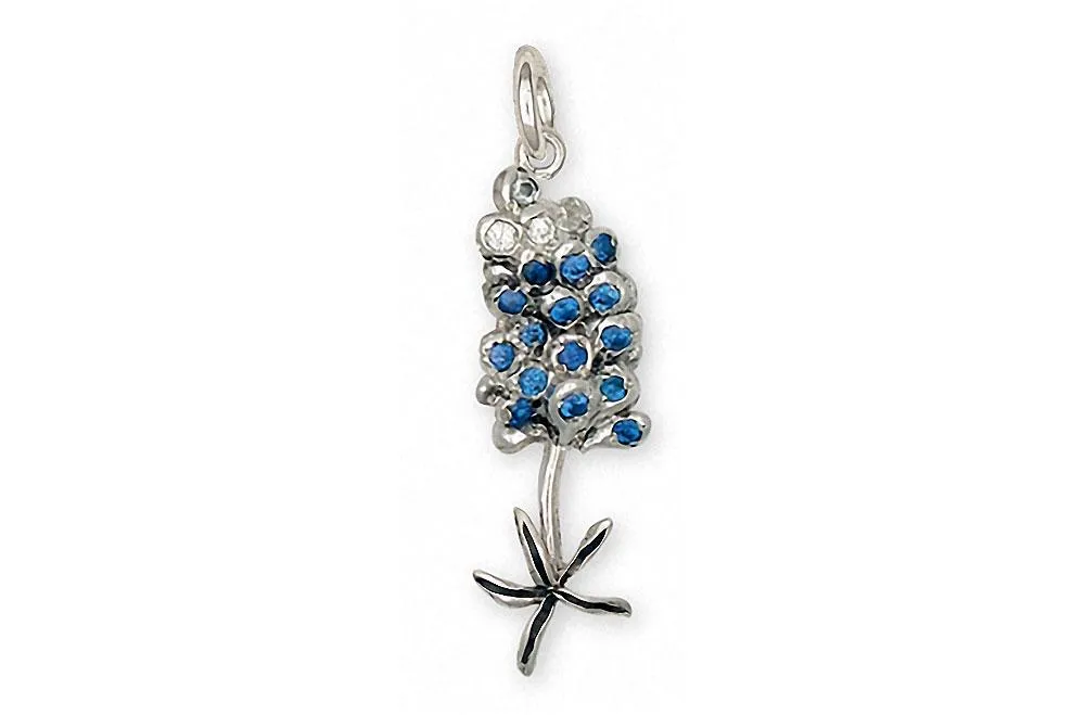 Bluebonnet Charm Jewelry Sterling Silver Handmade Texas Wildflower Charm BB5-C