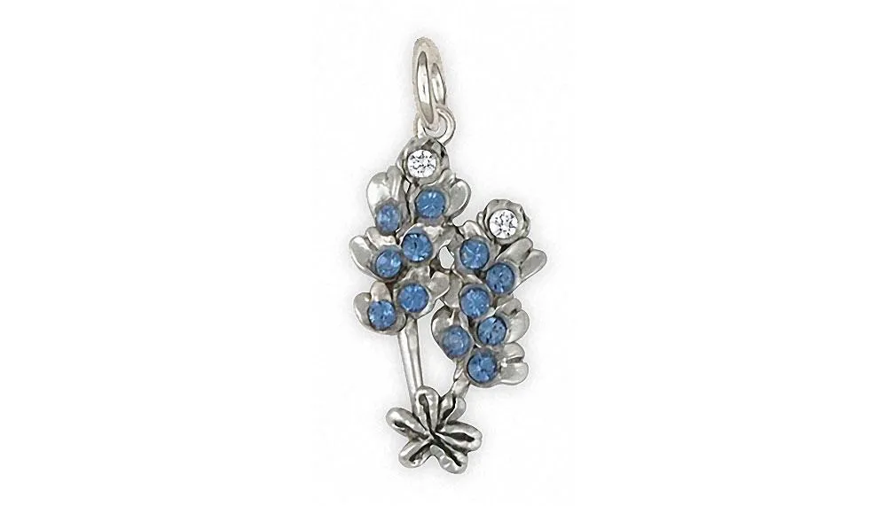 Bluebonnet Charm Jewelry Sterling Silver Handmade Texas Wildflower Charm BBD-C