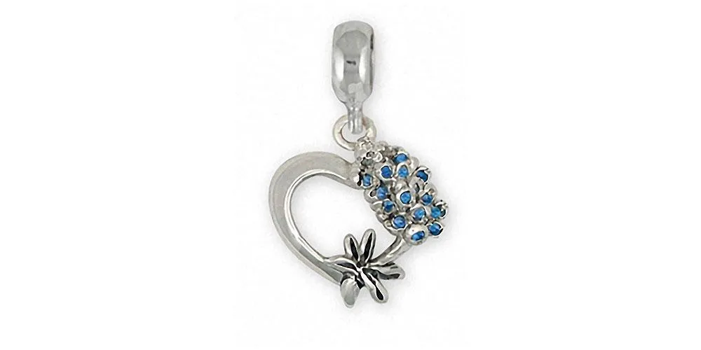 Bluebonnet Charm Slide Jewelry Sterling Silver Handmade Texas Wildflower Charm Slide BB2-PNS