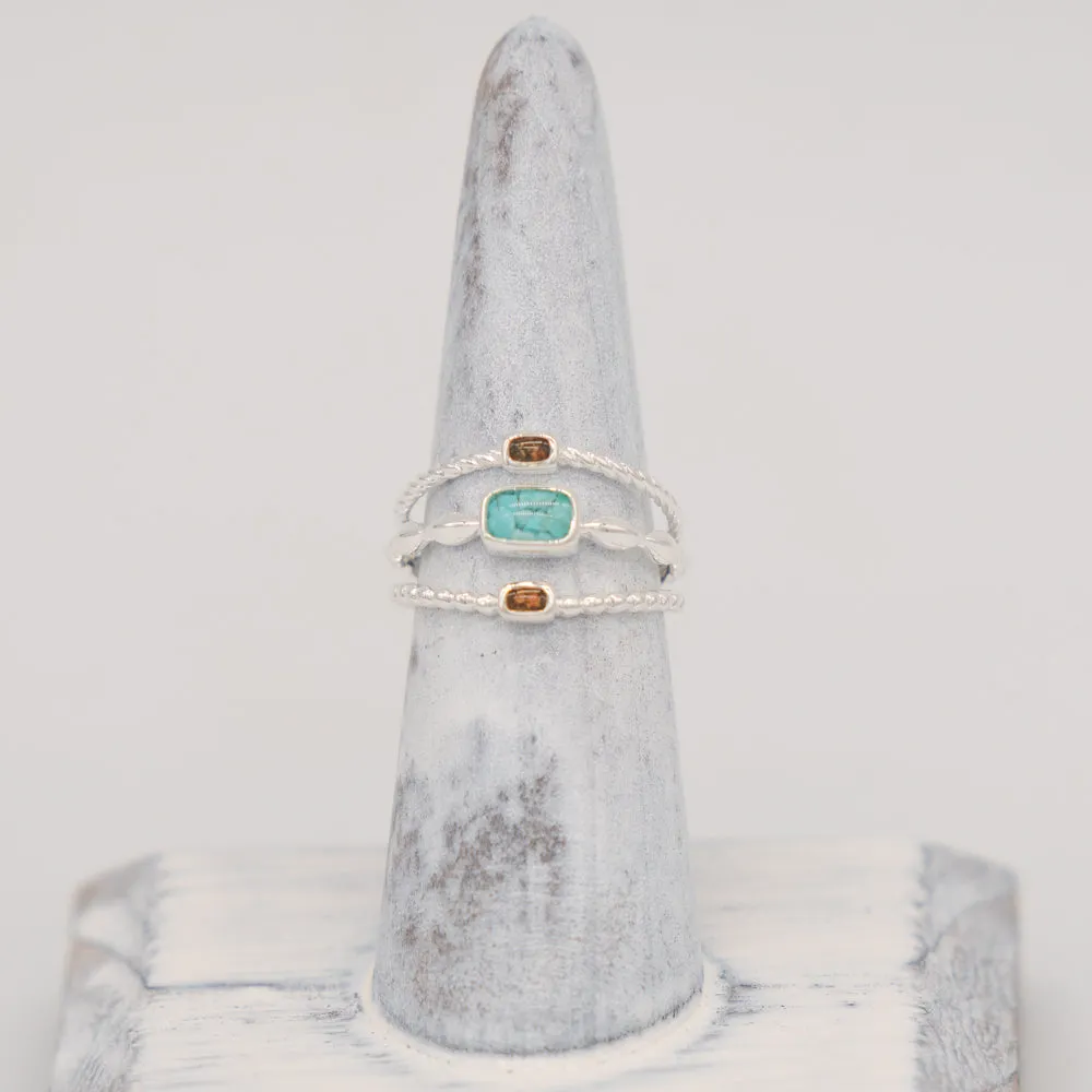 Boho Stack Ring from Dune Jewelry Featuring Turquoise and Blue Ridge Mountains Elements