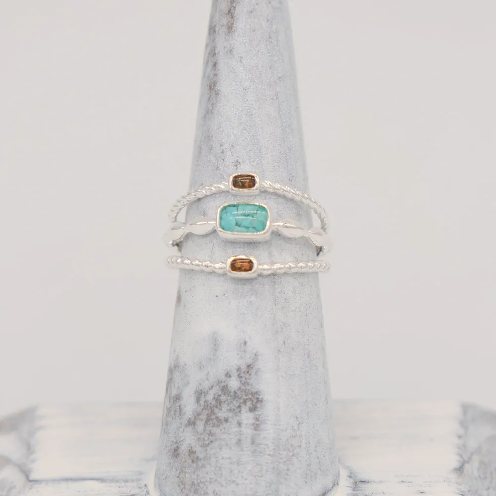 Boho Stack Ring from Dune Jewelry Featuring Turquoise and Blue Ridge Mountains Elements