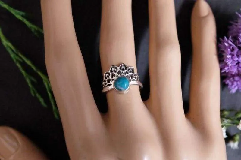 Boho Turquoise Ring, Silver Summer Ring, Handmade Jewelry, Gift