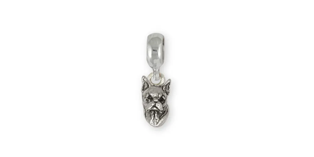 Boxer Charm Slide Jewelry Sterling Silver Handmade Dog Charm Slide BX2-PNS