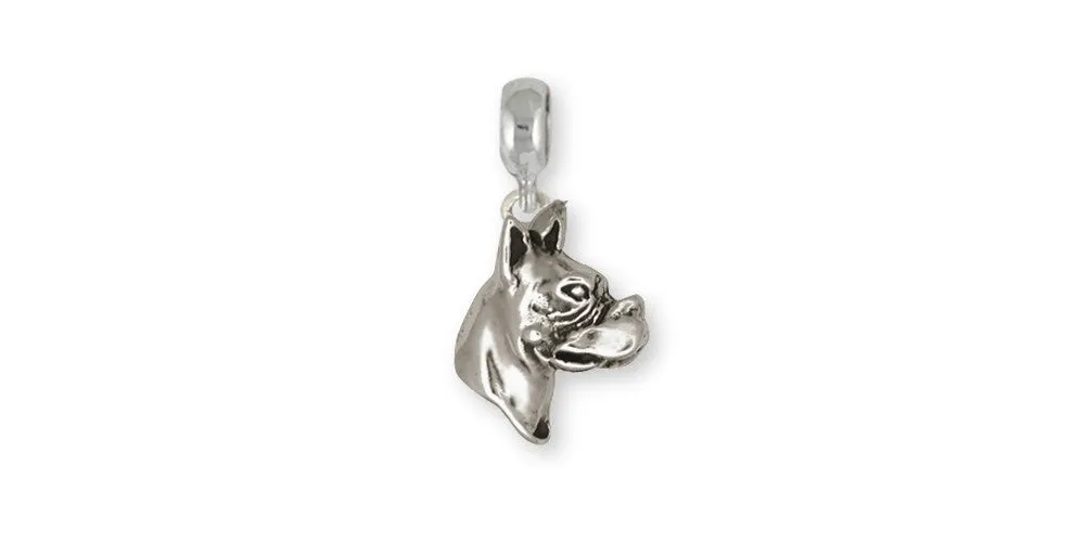 Boxer Charm Slide Jewelry Sterling Silver Handmade Dog Charm Slide CH38-PNS