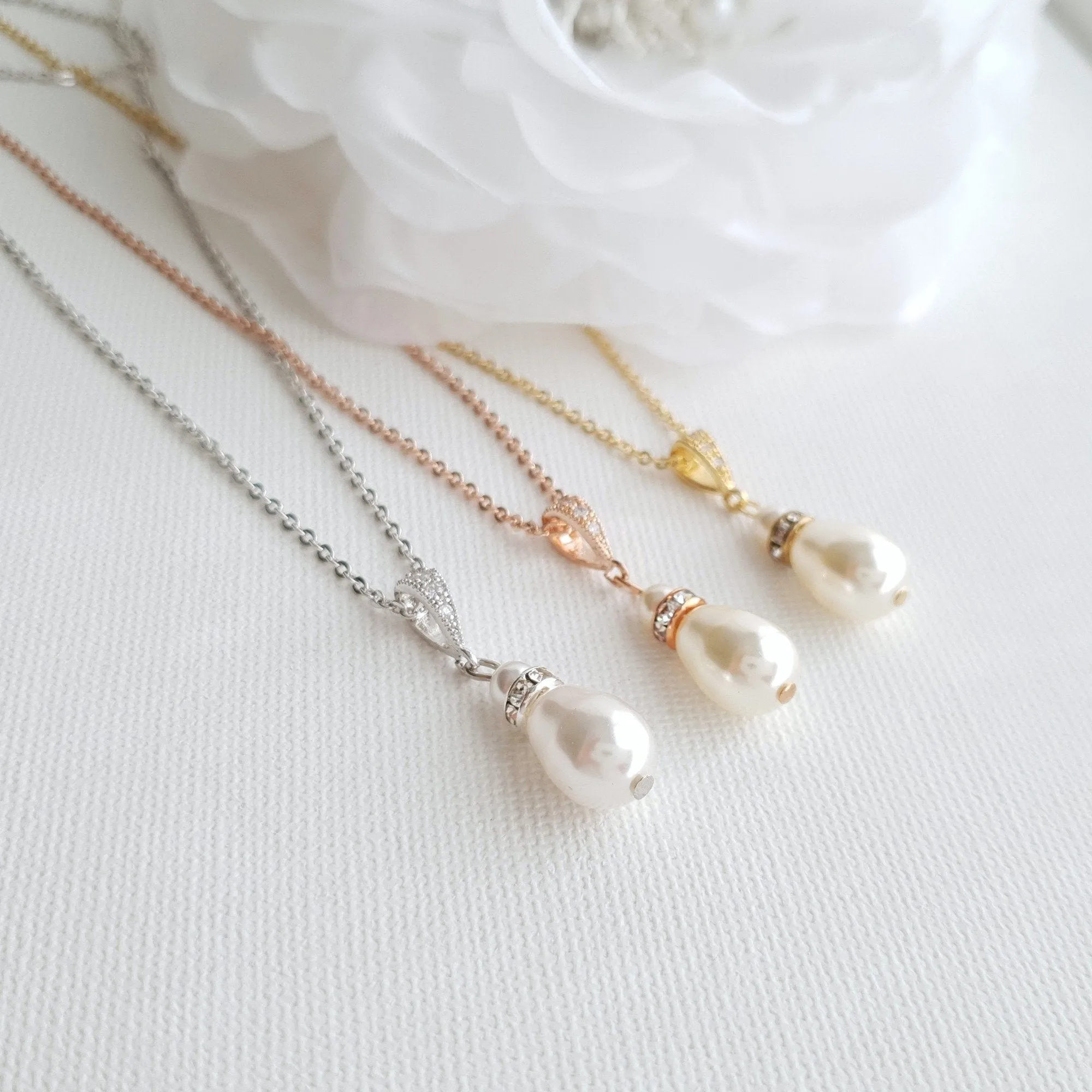 Bridesmaids Jewelry Gift under $50,Pearl Earrings Necklace Set- Ella