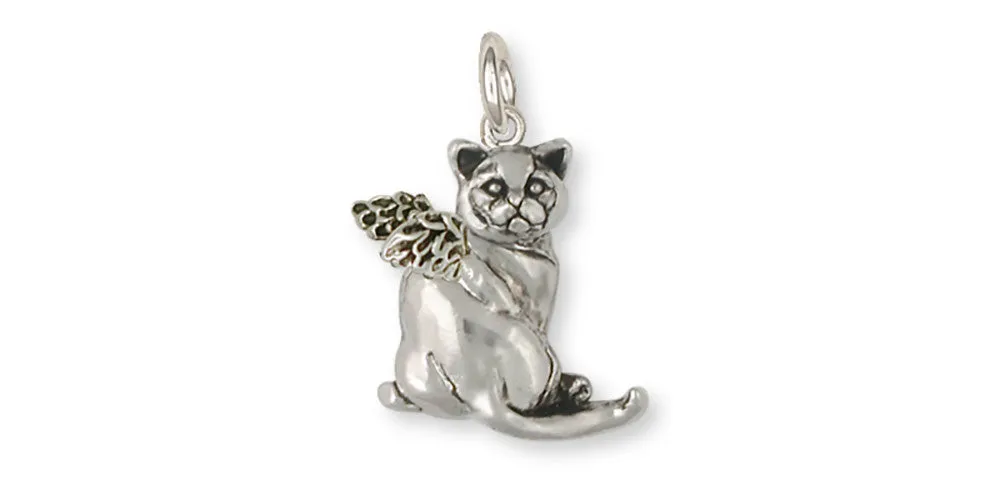 British Shorthair Angel Charm Jewelry Sterling Silver Handmade Cat Charm BRS4-AC