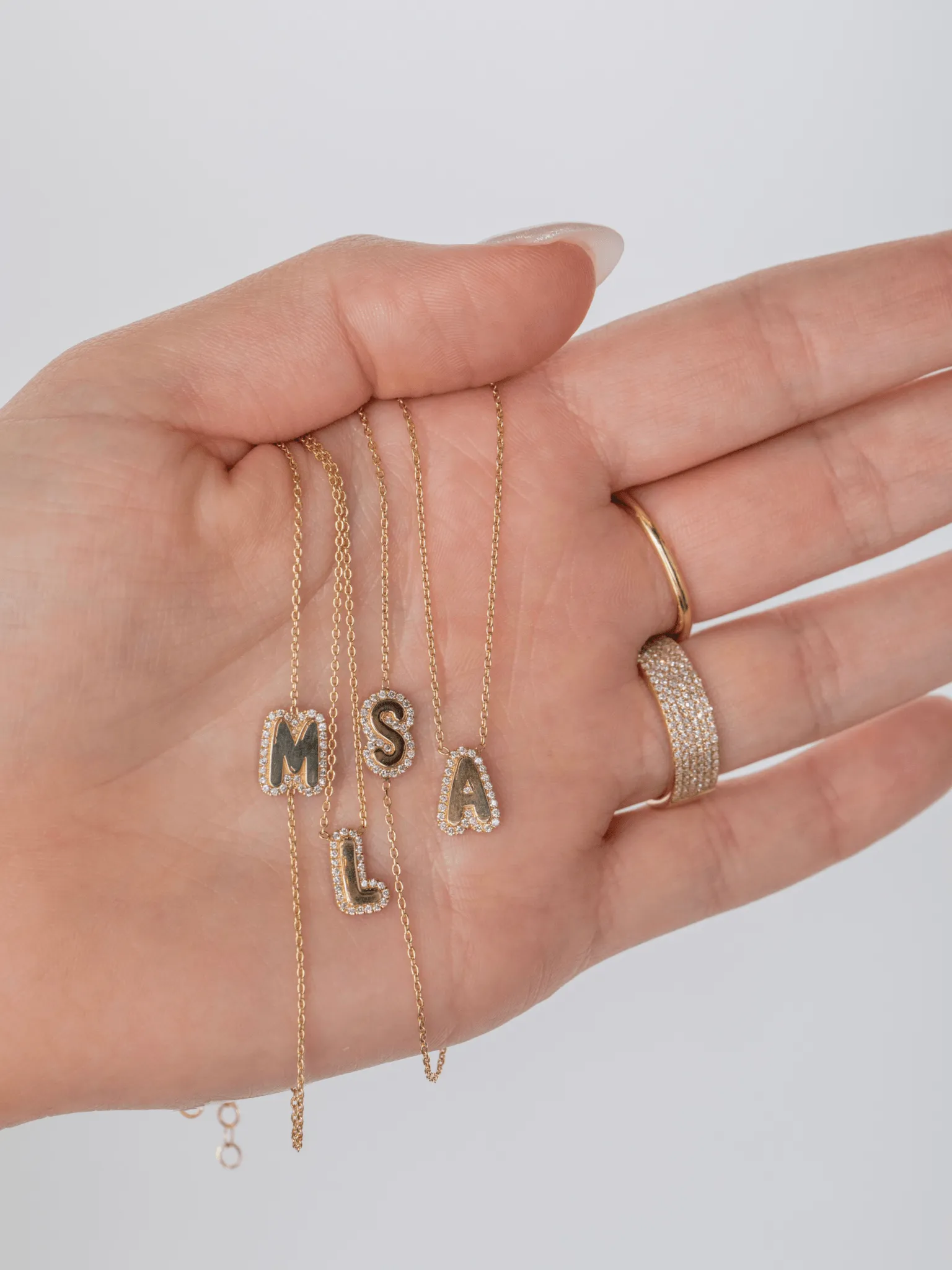 Bubble Letter Necklace 14K