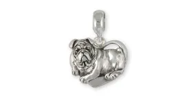 Bulldog Charm Slide Jewelry Sterling Silver Handmade Dog Charm Slide BD21-PNS