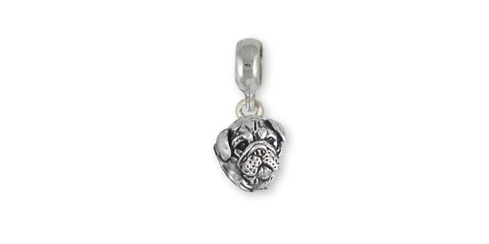 Bulldog Charm Slide Jewelry Sterling Silver Handmade Dog Charm Slide BD28H-PNS