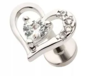 Cartilage - 18g Heart Cubic Zirconia