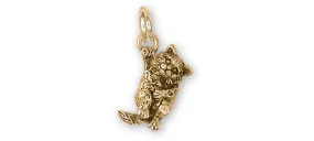 Cat Jewelry 14k Gold Handmade Cat Charm  CT60-CG