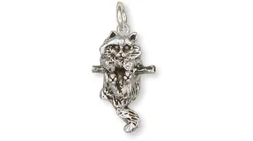 Cat Jewelry Sterling Silver Handmade Cat Charm  CT50-C