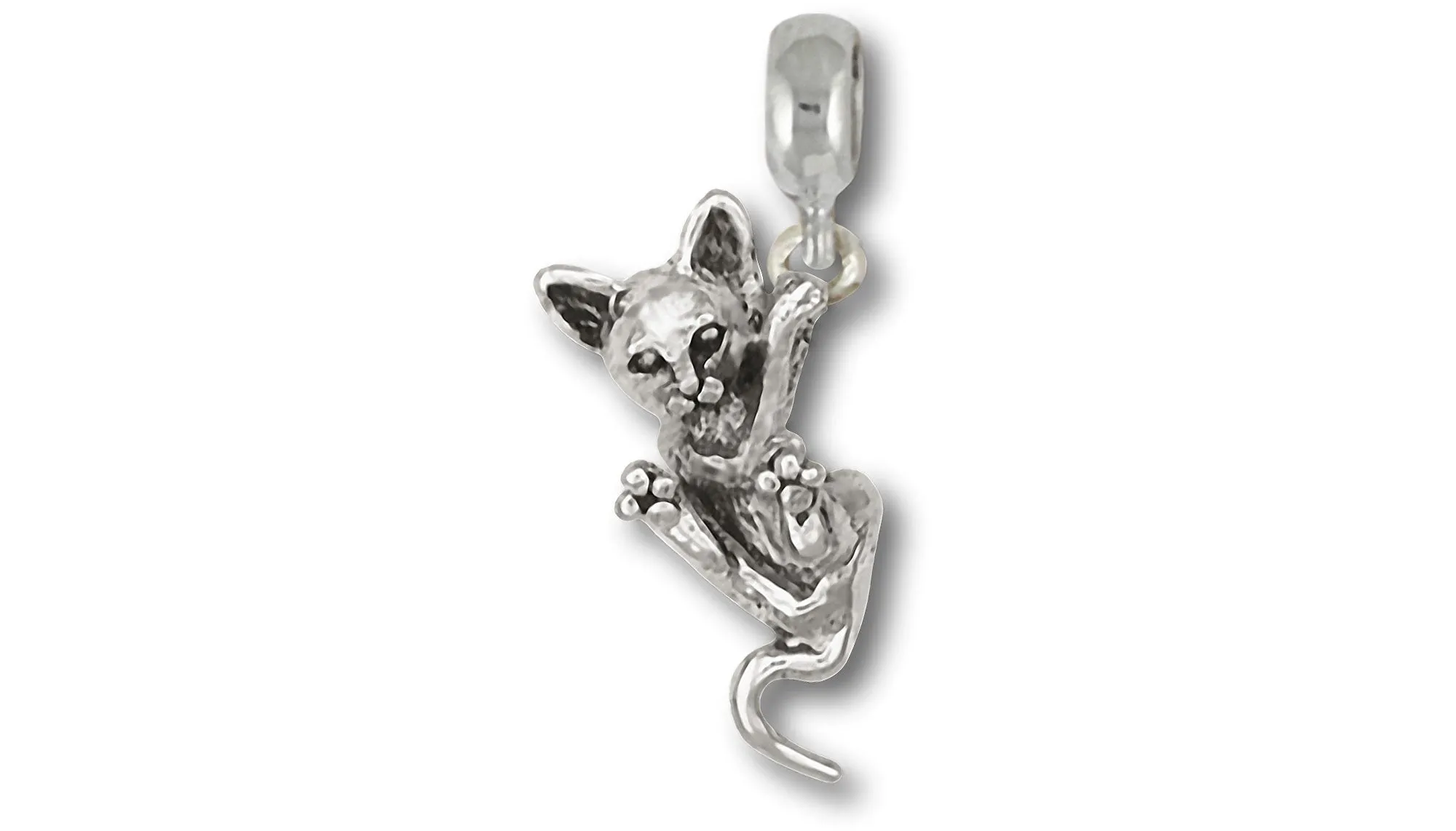 Cat Jewelry Sterling Silver Handmade Cat Charm Slide This Charm Will Fit A Pandora? Slide Bracelet CT51-PNS