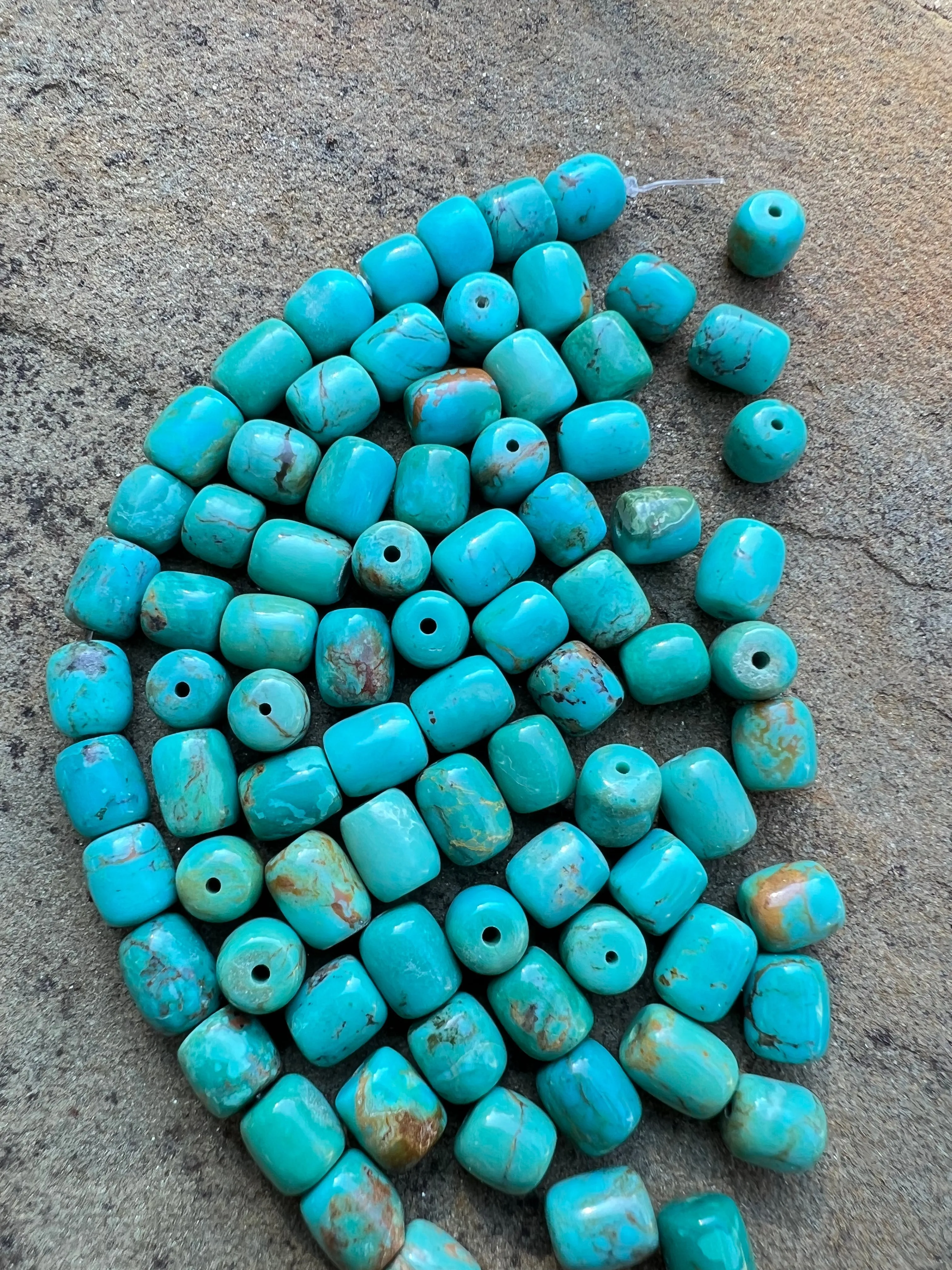 Chilean Turquoise (Chile) 7x8mm Barrel Beads, Package of 5 beads