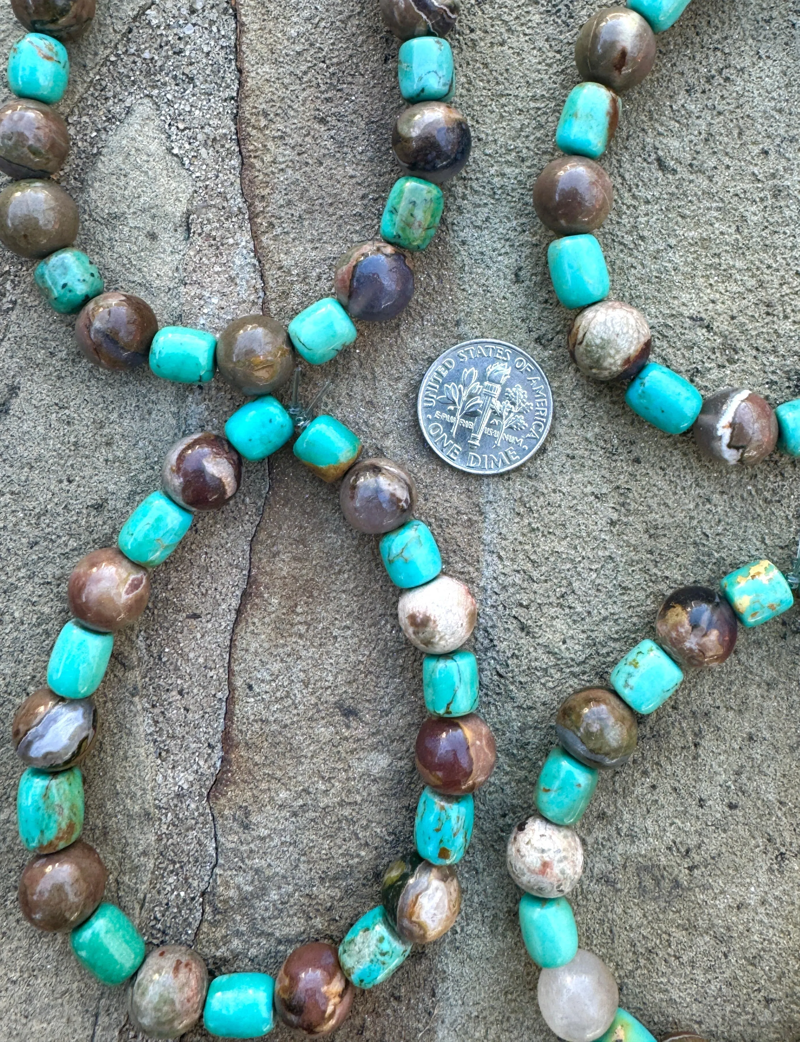 Chilean Turquoise (Chile) and Thunderegg (Australia) Designer Bracelet Stands, 8 inch strand