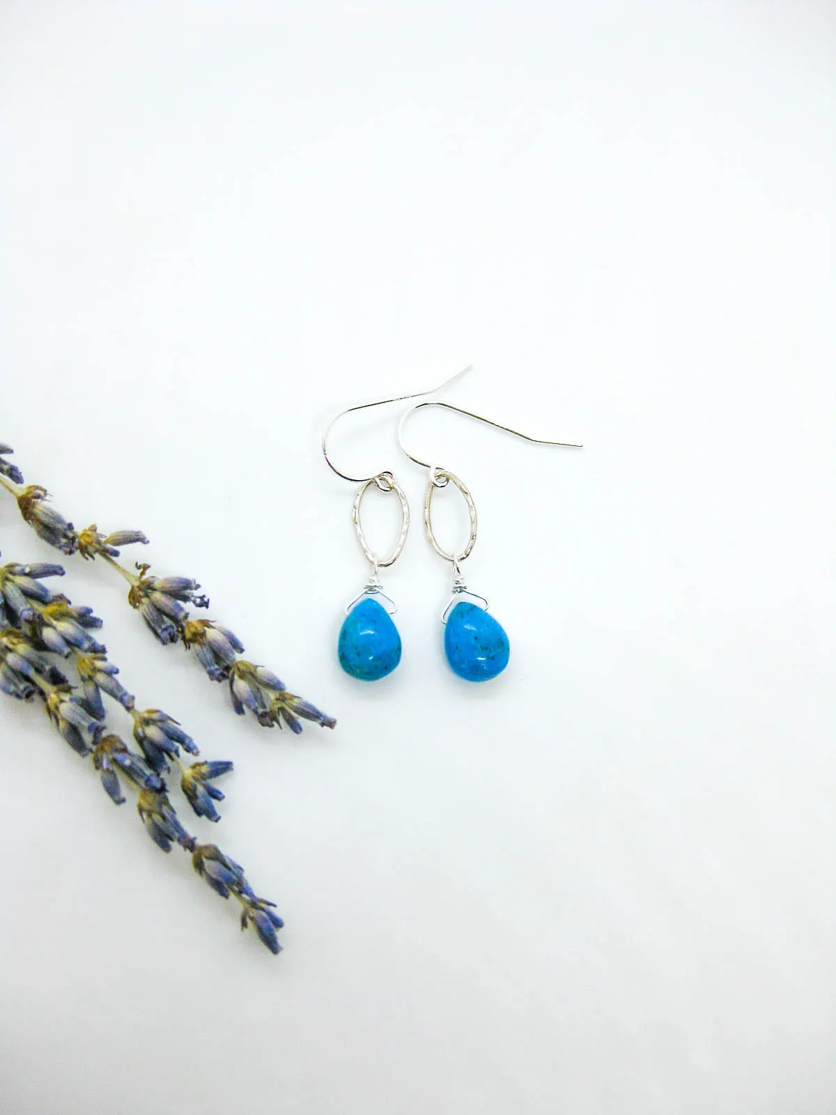 Chrysanthe: Blue Turquoise Earrings - e745