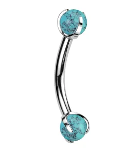 Claw Turquoise Howlite Stone Titanium Internally Threaded Curved Barbell