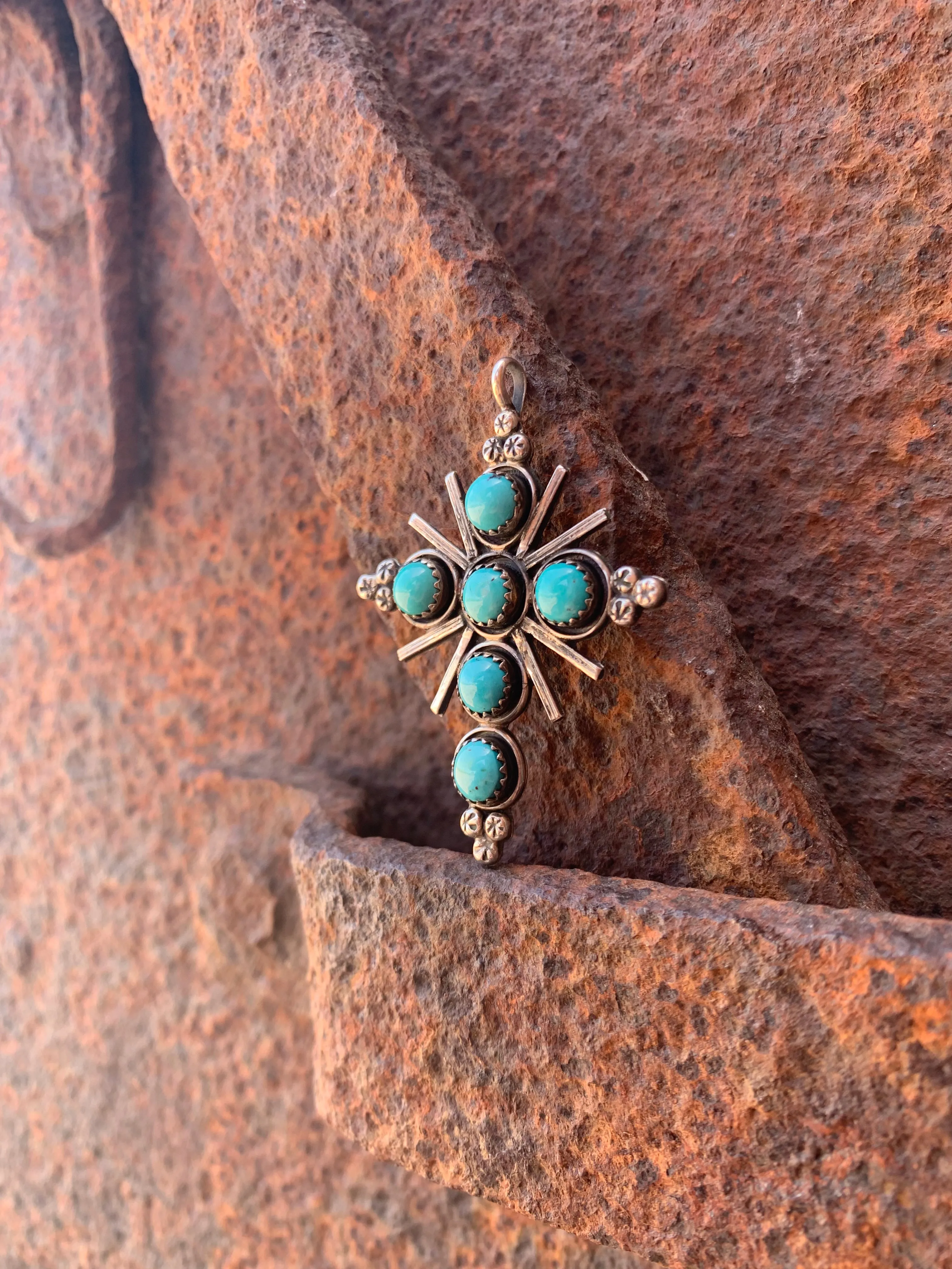 Cross of Kingman Turquoise Pendant