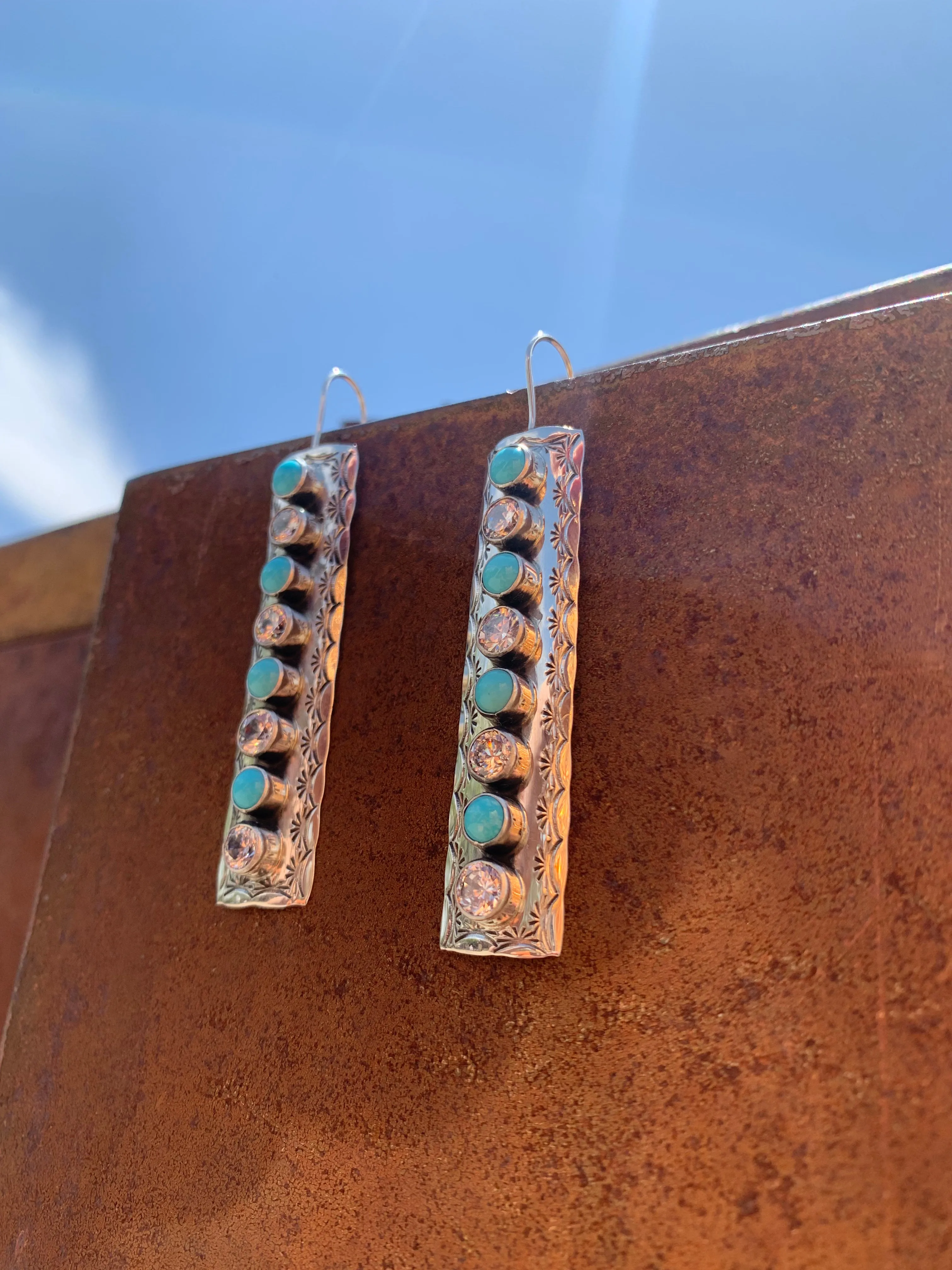 Cubic Zirconia & Turquoise earrings