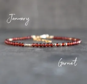 Dainty Red Pomegranate Garnet Gemstone Bracelet