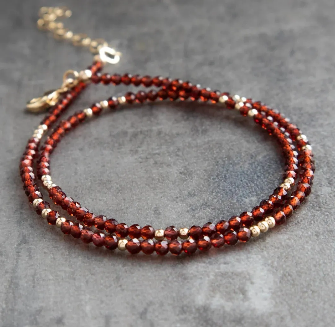 Dainty Red Pomegranate Garnet Gemstone Bracelet