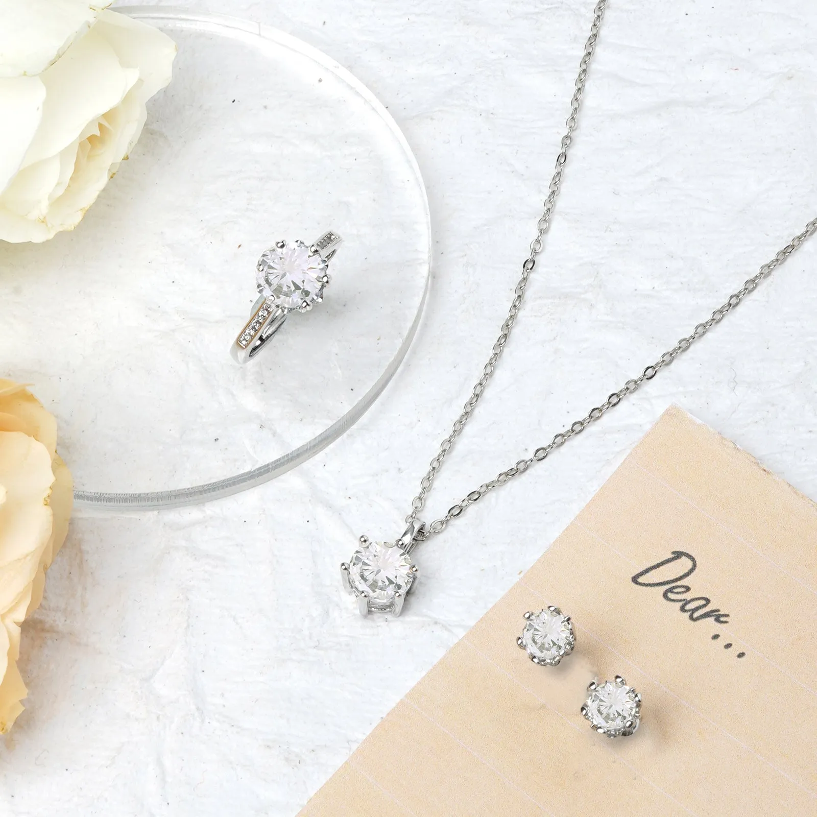 Dainty Silver Jewelry Set