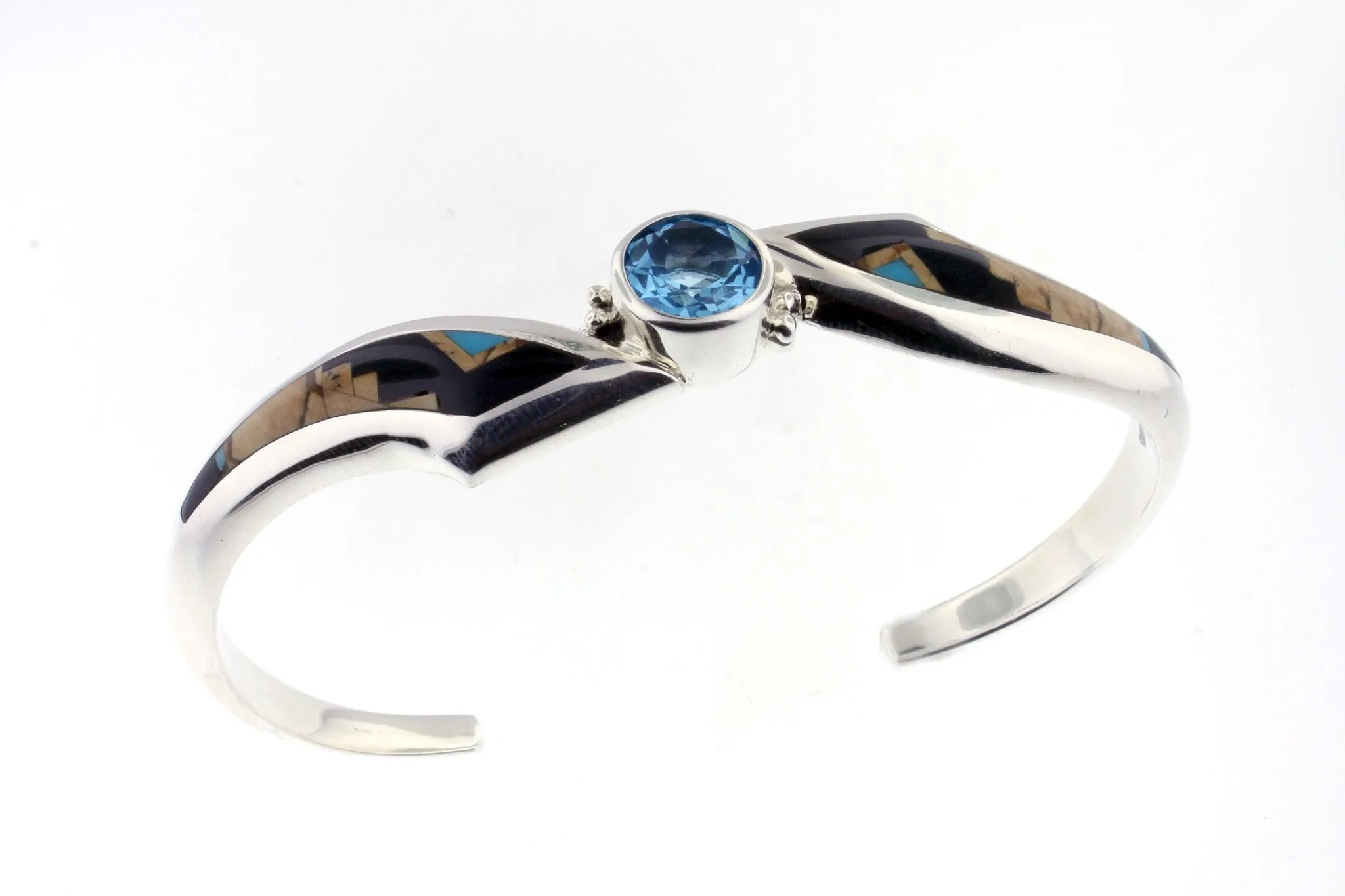 David Rosales Blue Topaz Inlaid Bracelet