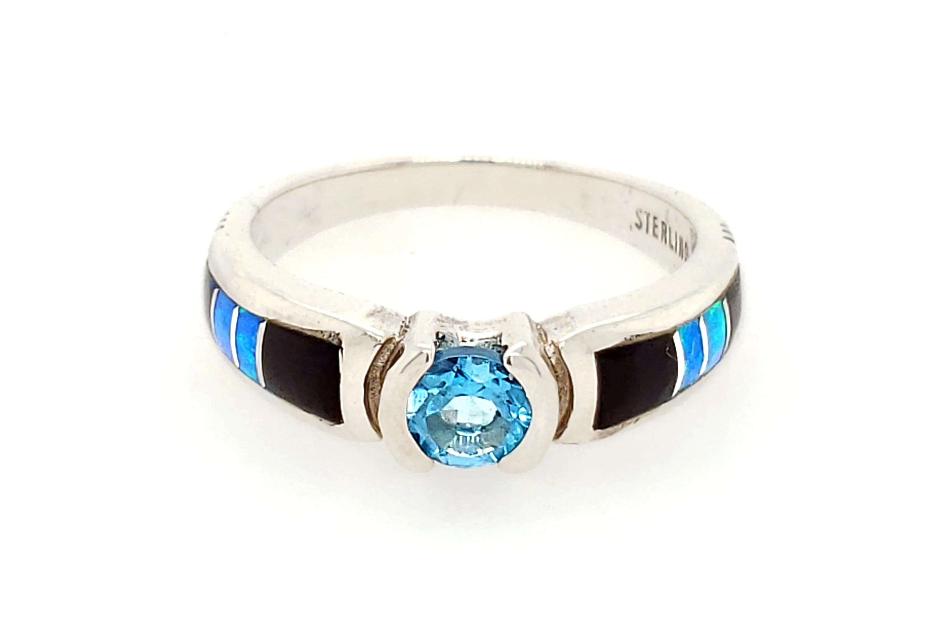 David Rosales Blue Topaz Native American Ring